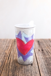 Flaming Heart Travel Cup (orange or violet flames) 